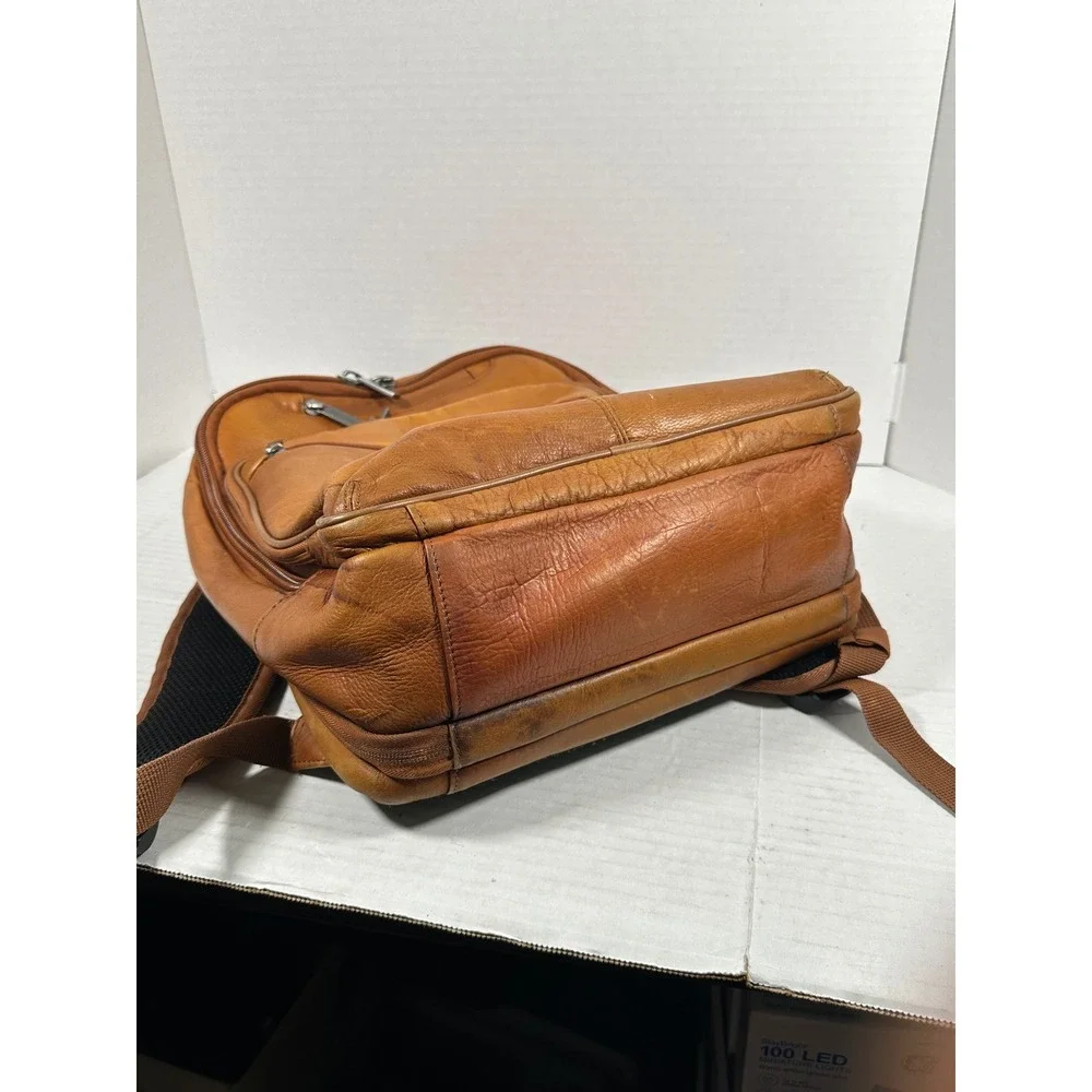 Kenneth Cole Reaction Mens Tan Cognac LeatherLaptop Backpack Business Bag 580674 - Picture 15 of 15